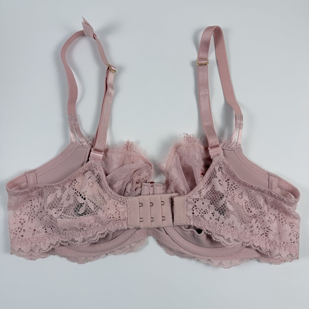 Victoria's Secret Dream Angels Wicked Unlined Lace Balconette Bra Pink 36D NWT - Picture 3 of 8